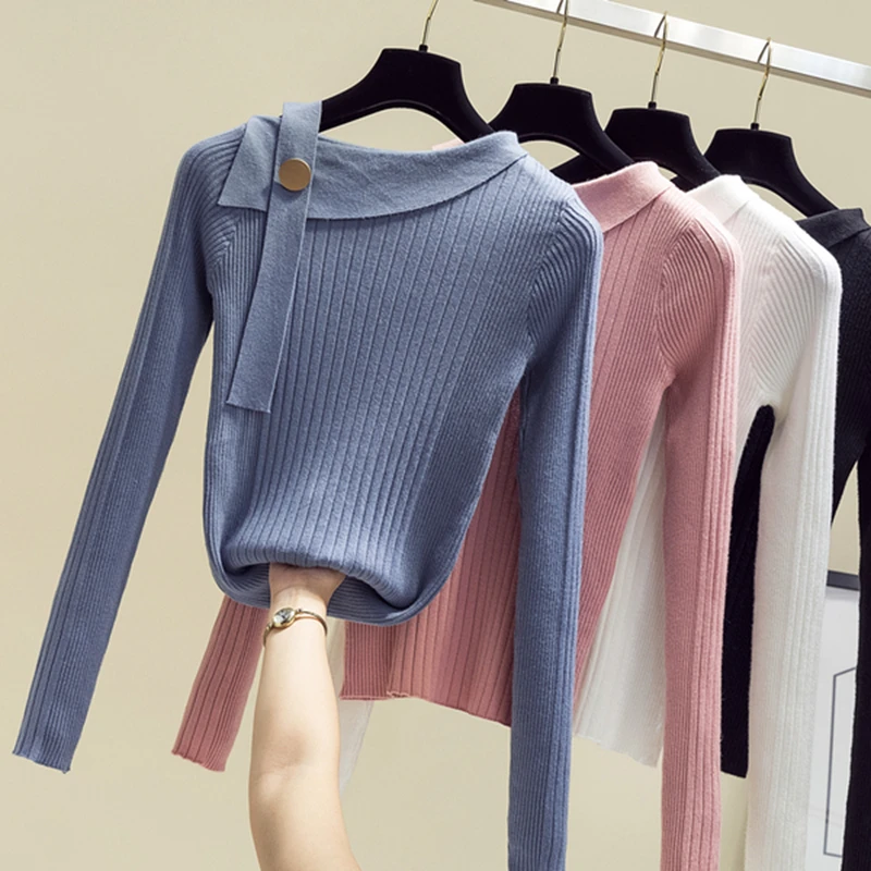 Gkfnmt 2019 женский свитер осень зима теплый вязаный Femme Pull тонкий высокая
