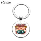 Милые друзья ТВ-шоу брелок центральный Перк кофе время Моника дверь Забавный мультяшный Печатный стеклянный художественный брелок подарок для друга