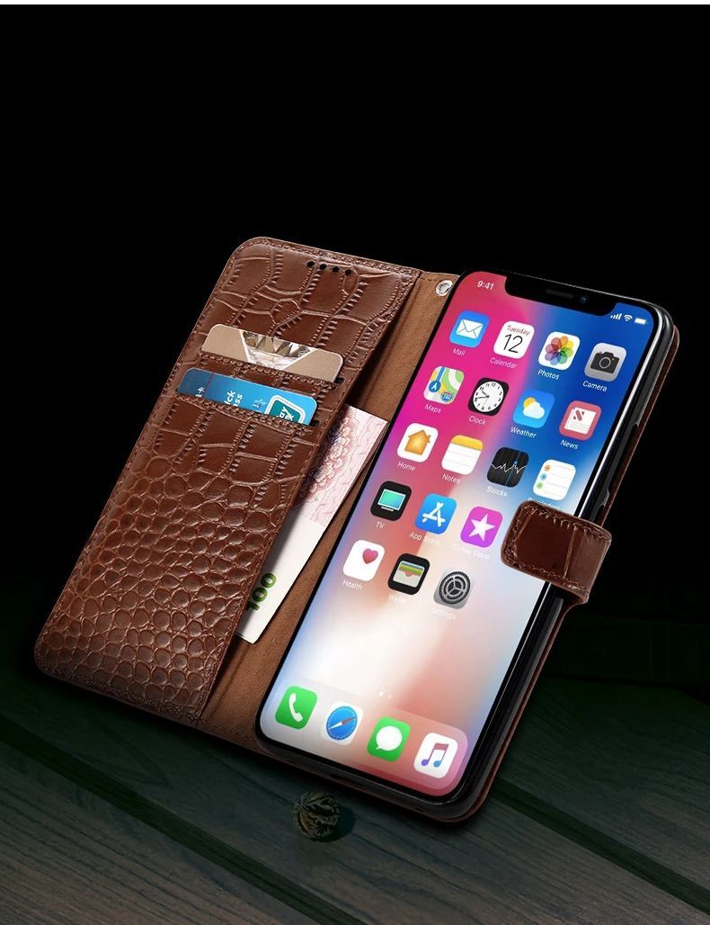 Флип-чехол из натуральной кожи для телефона iPhone 11 Pro 11 Pro max X XS XR XS max 6 7 8 plus роскошный защитный чехол из крокодиловой кожи