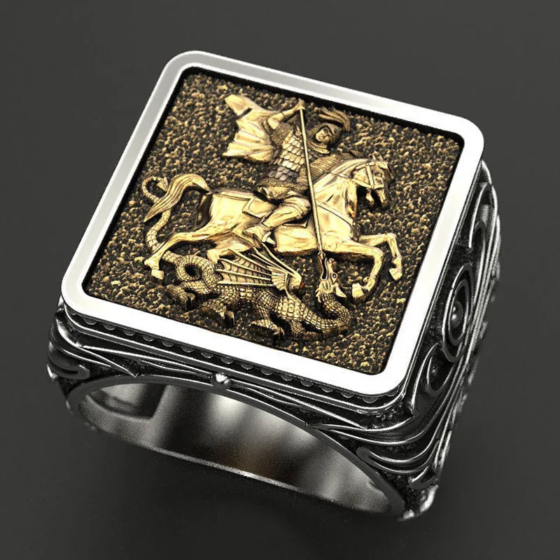 Готический Нежный воин дракон мужское кольцо хип хоп панк солдат военный значок