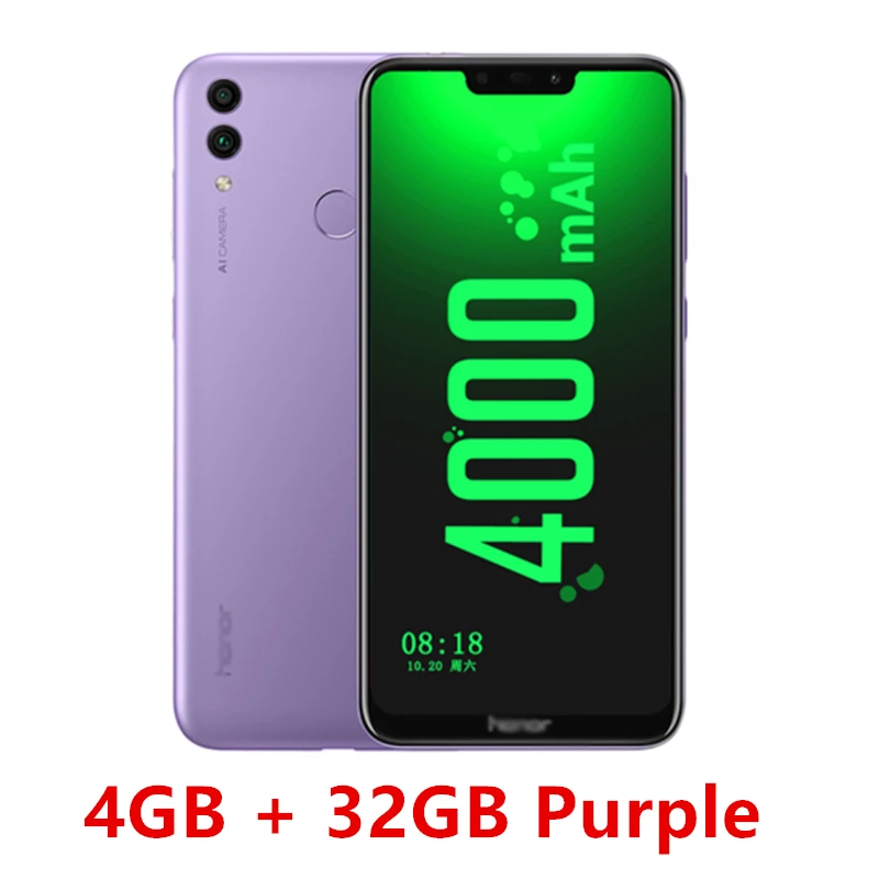 Глобальная прошивка Honor 8C 4G 4000mAh смартфон 6,2" Восьмиядерный процессор Snapdragon 632 Android 8,1 двойная камера Face ID 4 ГБ 32 ГБ