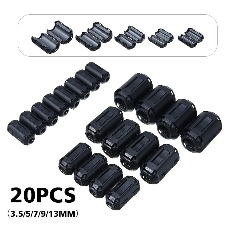 Черный ферритовый сердечник зажимы для кабеля фильтр подавитель шума EMI RFI зажим