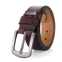 beafiry business men leather pin buckle genuine jeans belts fashion business cow retro waist strap belt classic brown 2021 new