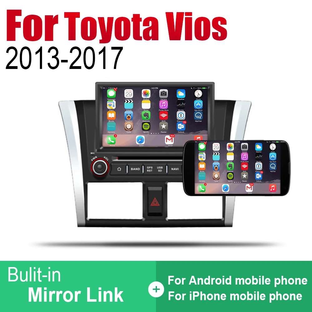 ZaiXi Android автомобильный DVD GPS Navi для Toyota Vios 2013 ~ 2017 плеер навигация WiFi Bluetooth Mulitmedia