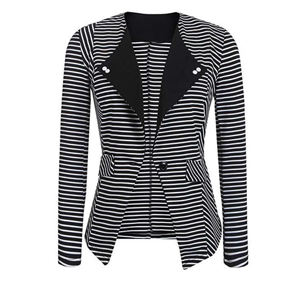 Женский блейзер на одной пуговице SAGACE полосатый с длинным рукавом женский костюм