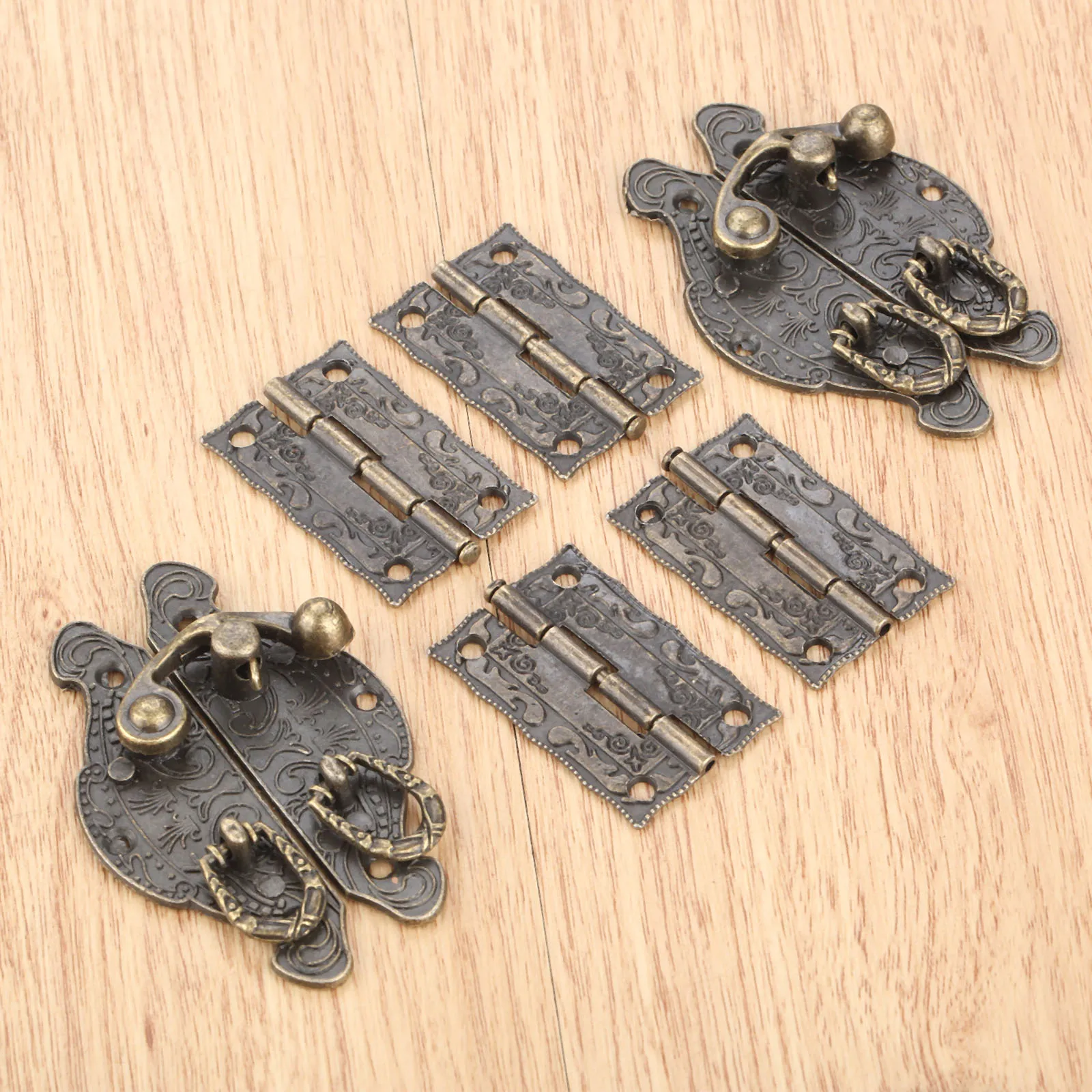 6 шт./компл. мебель петли для шкафа с Античная бронзовая бижутерия деревянный ящик