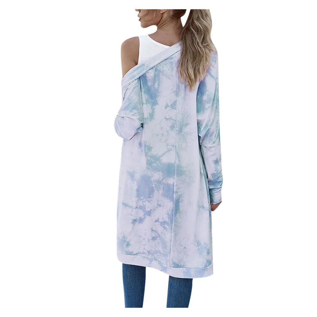 Весенне-осенние женские блузки с принтом в виде галстука-красителя длинным