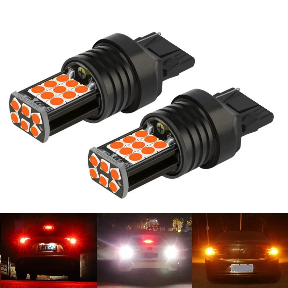 

2PCS 2021 T20 7440 W21W WY21W Super Bright LED Car Tail Brake Bulbs Turn Signals Auto Backup Reverse Lamp Daytime Running Lights