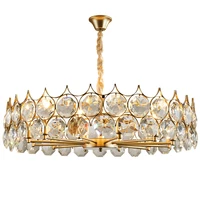 golden luxury chandeliers fashion round villa hotel restaurant art decor luminaire contemporary creative crystal hanging lights