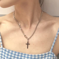 sweet super fairy popular asymmetric cross necklace cold versatile men and women unique individuality for party