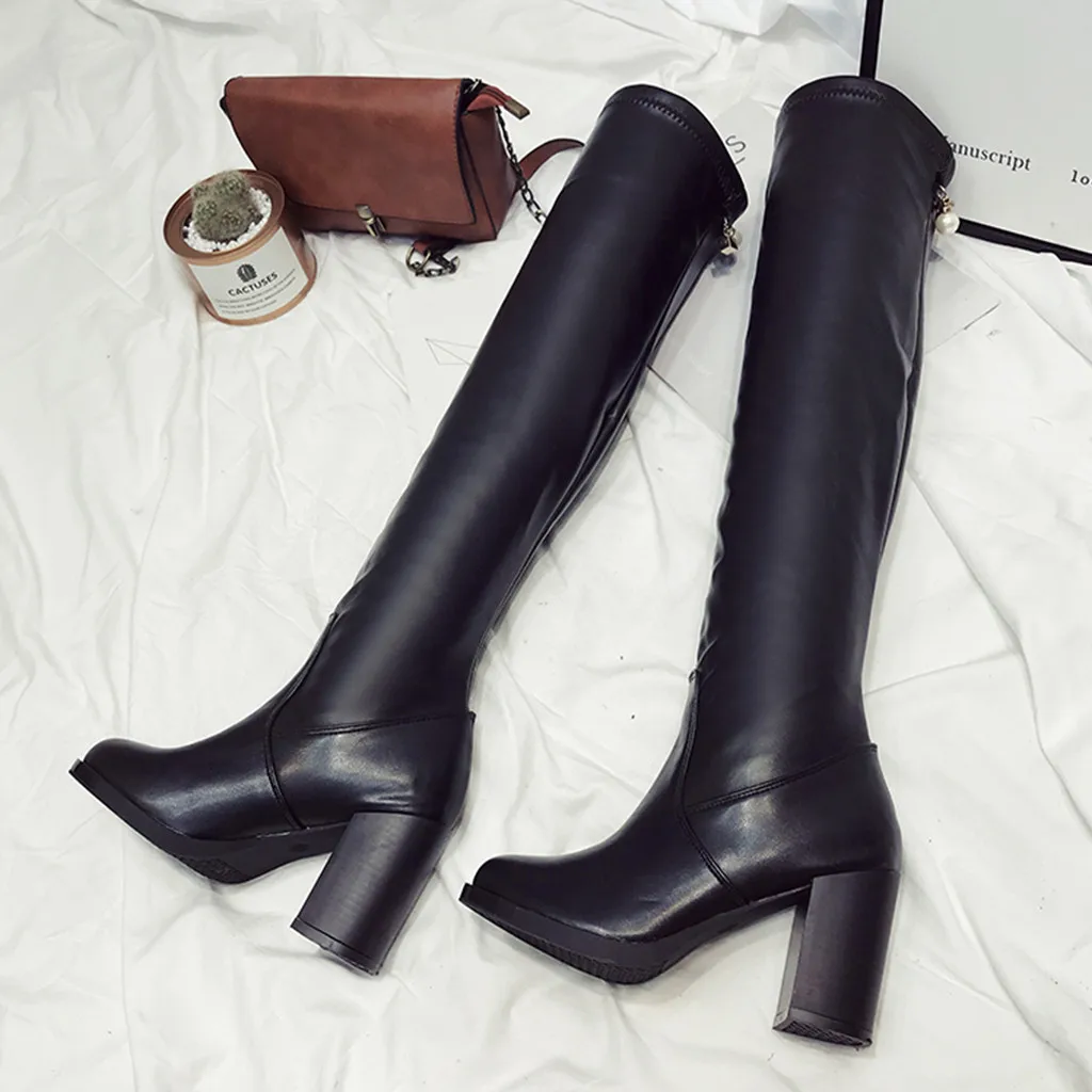 Зима 2019 г. хит продаж новые модные женские однотонные туфли на квадратном каблуке