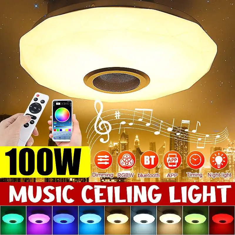 

100W RGB LED Ceiling Light Modern Home Lighting APP bluetooth Music Light Bedroom Lamp Smart Ceiling Lamp+Remote Control