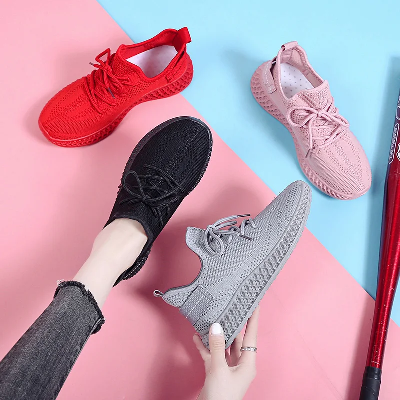 

Summer Pure Color Wild Women's Sneakers Breathable Mesh Tenis Shoes Soft Sole Casual Running Shoes Fashion Zapatillas Female