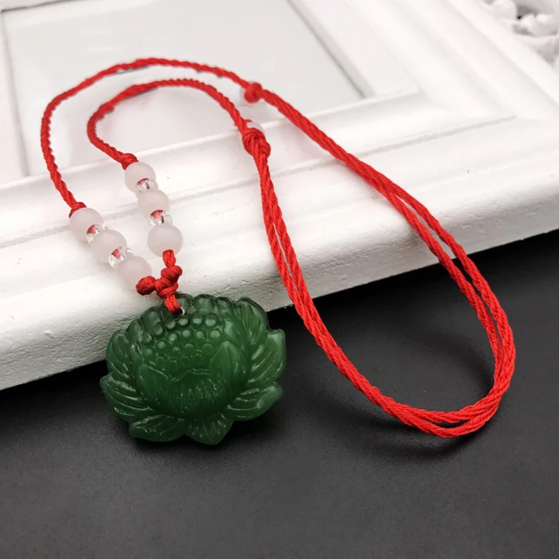 Кулон в виде цветка лотоса красная веревочная цепь для мужчин и женщин |