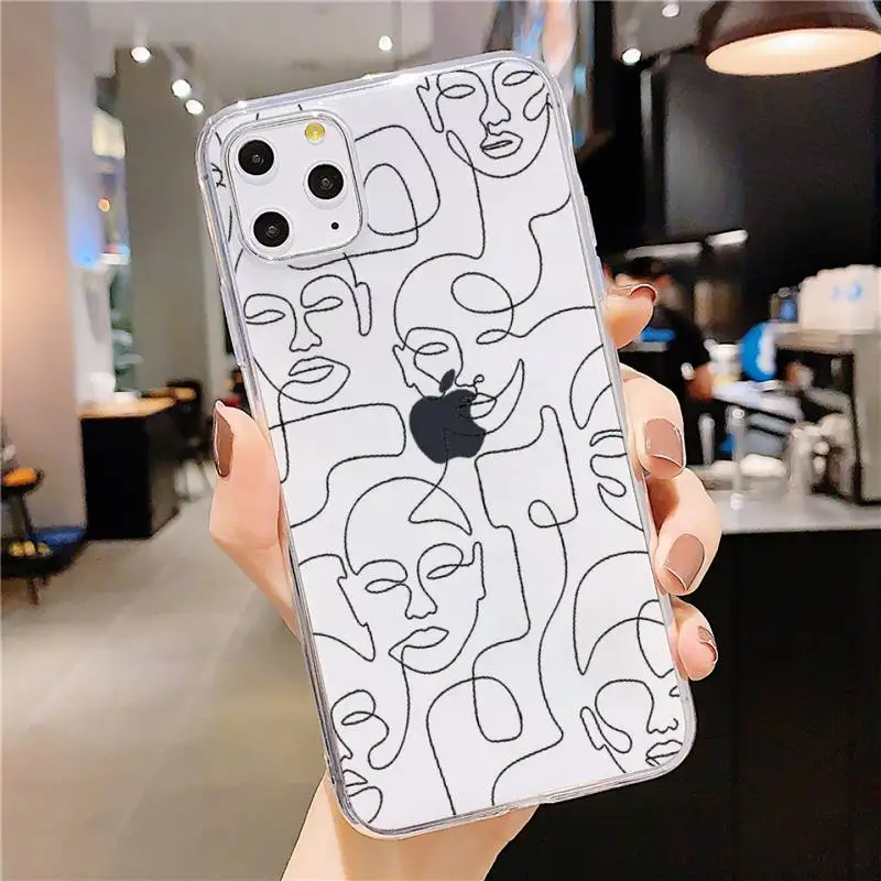 

Abstract art painting Phone Case Transparent soft For iphone 5 5s 5c se 6 6s 7 8 11 12 plus mini x xs xr pro max