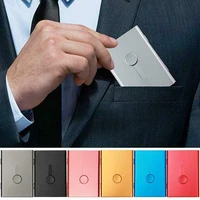 9 4x6 6cm business name id credit card holder hand push metal ultrathin bank case organizer box for men women gift 7 colour