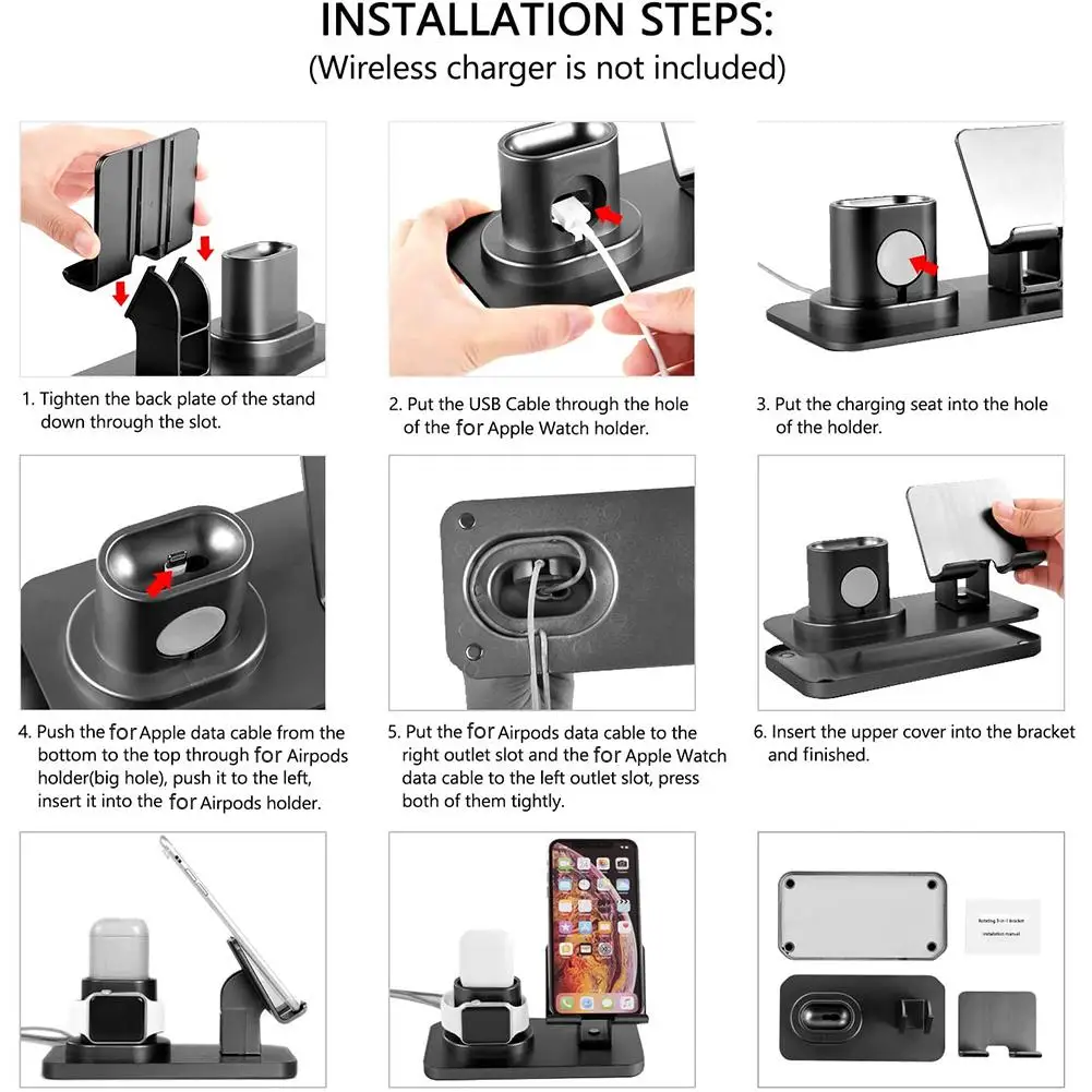 

3 In 1 Multifunctional Charging Stand Convenient Phone Watch Charger With Cable Storage Holder For IPhone For Airpods IWatch