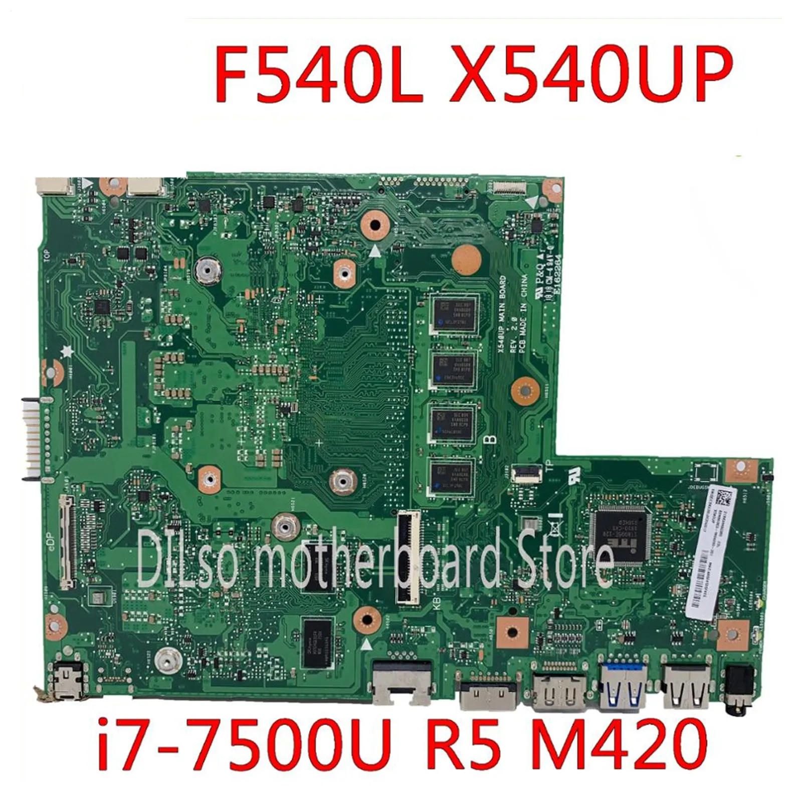 

KEFU X540UP For ASUS FL5700U F540L X540LJ F540U R540U Laptop Motherboard 4GB RAM I7-7500U R5 M420 Test beFore Shipping Work 100%