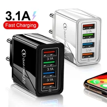 USB Charger Quick Charge 4.0 3.0 Universal Wall 4 Ports Fast Charging For iPhone 12 13 xiaomi  Samsu