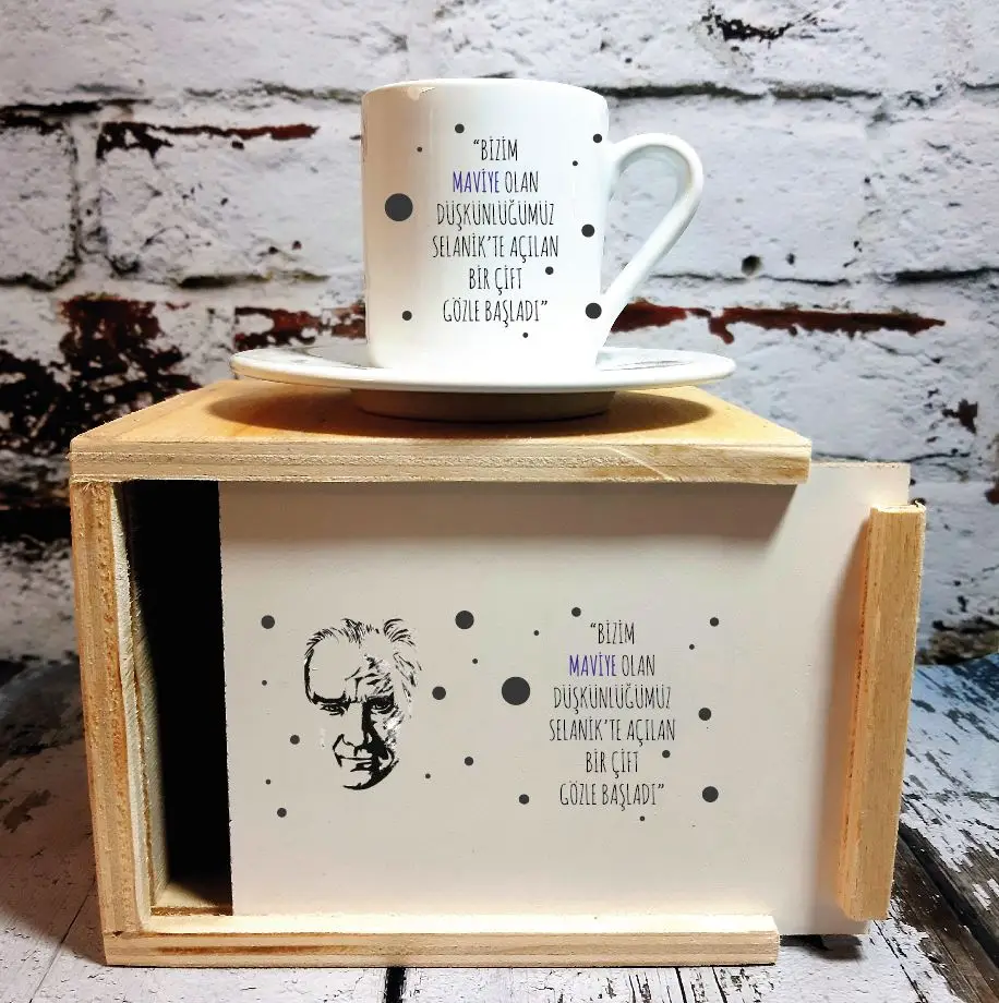 

Ataturk Themed Wood Boxed Coffee cup