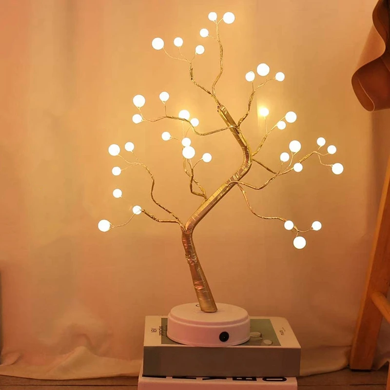 

Creative Led Pearl Tree Lamp Desk Table Decor 36 Pearl LED Lights for Home,Bedroom Decoration Night Light