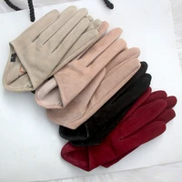 womens runway fashion natural suede leather gloves half palm gloves female performance dancing party genuine leather glove