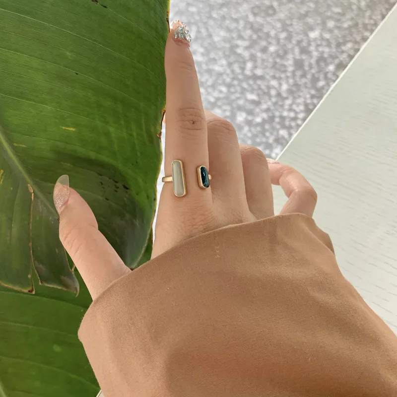 

Fashion Simple Vintage Personality Contrast Ring For Women opening Adjustable Geometry Metal Ring Accessories Jewelry Gifts