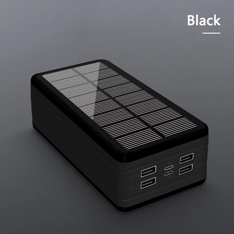 50000 mAh Солнечное Мощность Bank Быстрая зарядка 4 USB с зарядным устройством для