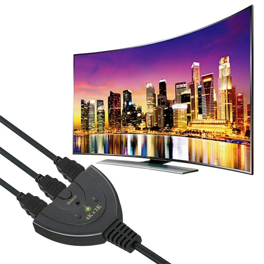 

Switch 4K HDMI-compatible Switch 3x1 Switch Splitter with Pigtail Cable Supports Full HD 4K 1080P 3D Player for PS4 HDTV Xbox
