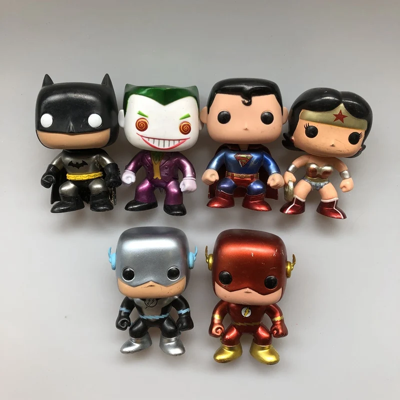 Эксклюзивный Funko pop используется DC металлический Супермен Flash Wonder Woman Бэтмен Виниловая фигурка Коллекционная модель свободная игрушка