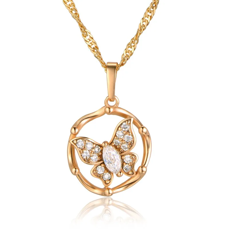 Женское Ожерелье с милой бабочкой ожерелье золотого цвета кубическим цирконием