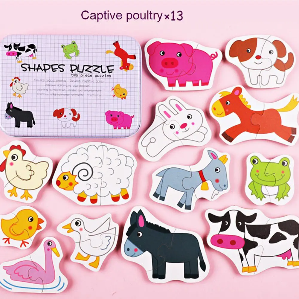 Wooden Toys Puzzle for Kids 3 years Animals/Vegetables/Fruits/Traffic Insects/Poultry Educational Kids Games Jigsaw