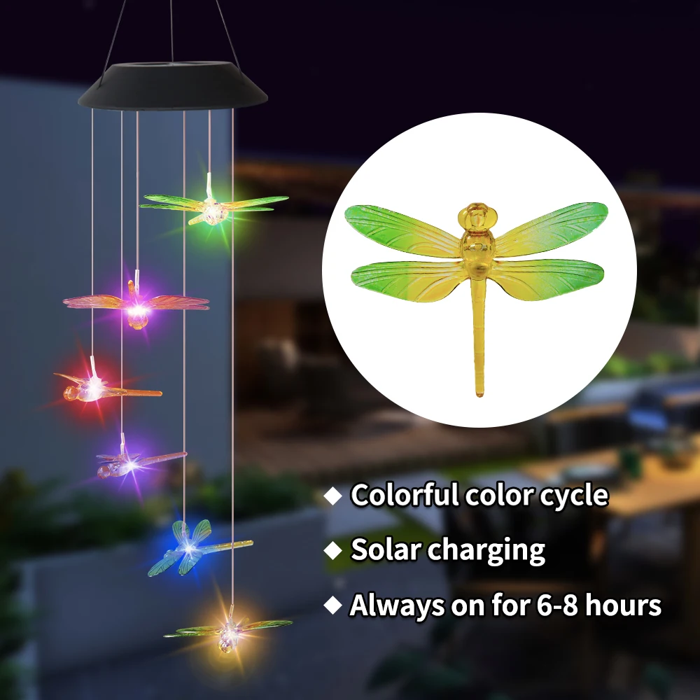

Multi-Color Solar Light Outdoor Powered LED Wind Chime Color Change Spiral Wind Chime Outdoor Light Decorative Garden Light
