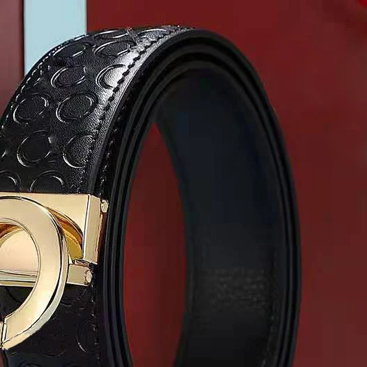 

Master Design Fashion Alloy Smooth Buckle Cowhide Belt Men's Business Casual Youth Trouser Belt