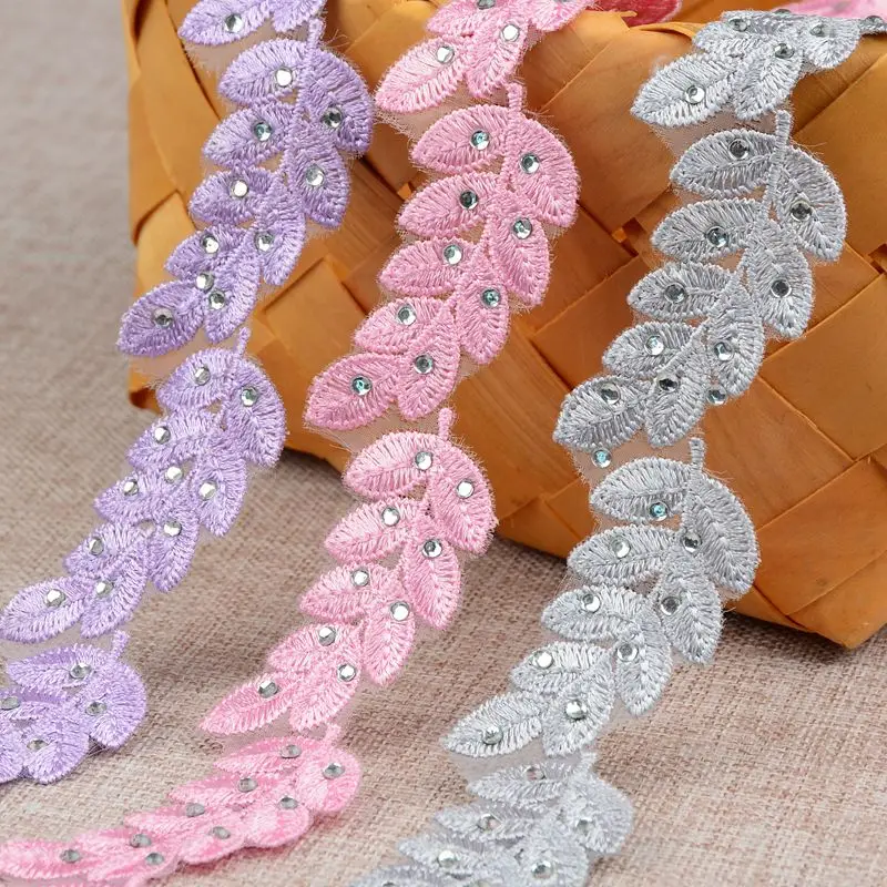 Кружево #187 стразы Вышитое кружево 100% полиэстер африканская розовая кружевная