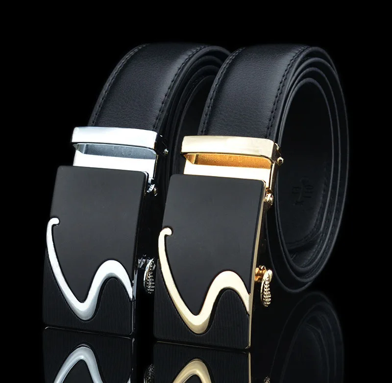 Men's belt film black S buckle leather belt automatic buckle casual leather business belt