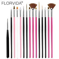 florvida nail art brushes kit makeup tools for manicure accessories high quality professional supplies kolinsky scrub pen set