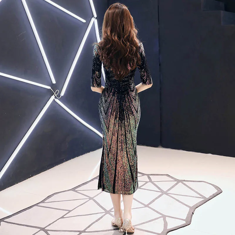 Халат De Soiree 2021 Новое платье с открытыми плечами сексуальное вечернее О-образным