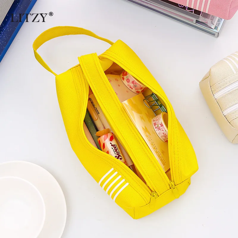 Пенал для карандашей большой пенал с двойной молнией кавайный Одноцветный