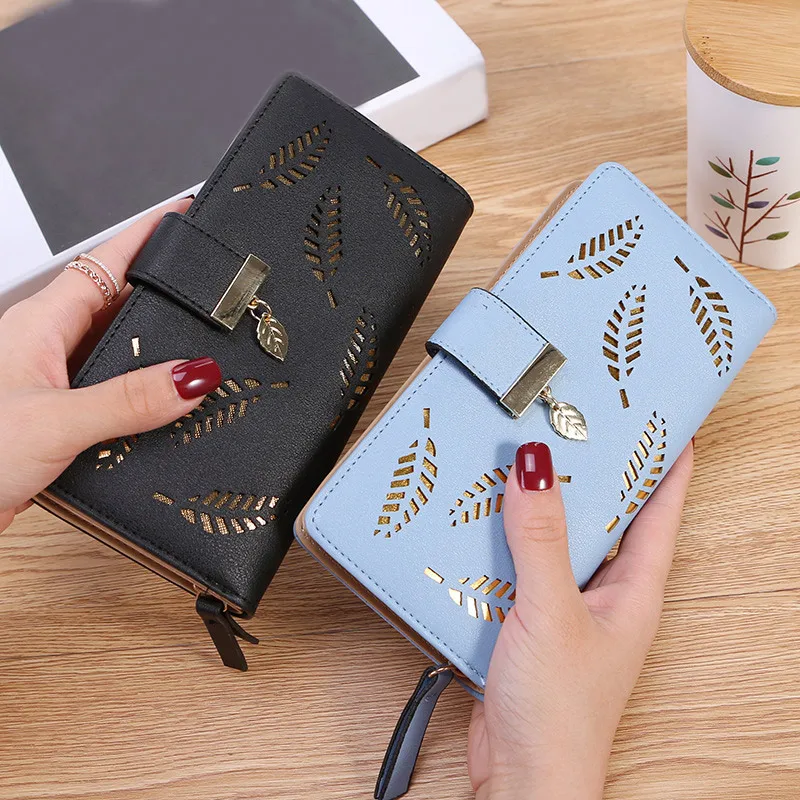 

Женский кошелек с рчид-блокировкой, кожаный кошелек с несколькими отделениями для карт, кошелек на молнии, Женский кошелек для мелочи A66