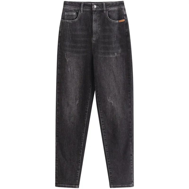 Женские повседневные джинсы INMAN черные прямые зауженные с завышенной талией в