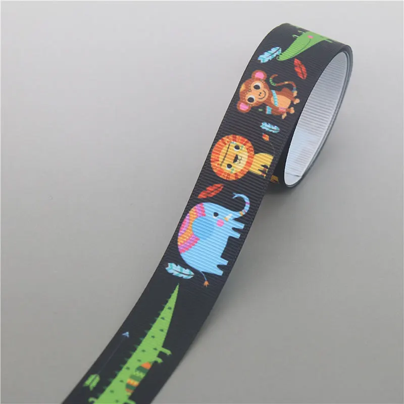 DHK 5 ярдов животные белка маска ленивого напечатан Grosgrain ленты ленточный