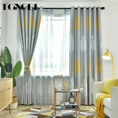Светонепроницаемые шторы TONGDI элегантные современные панели с цветочным принтом и листьями роскошные
