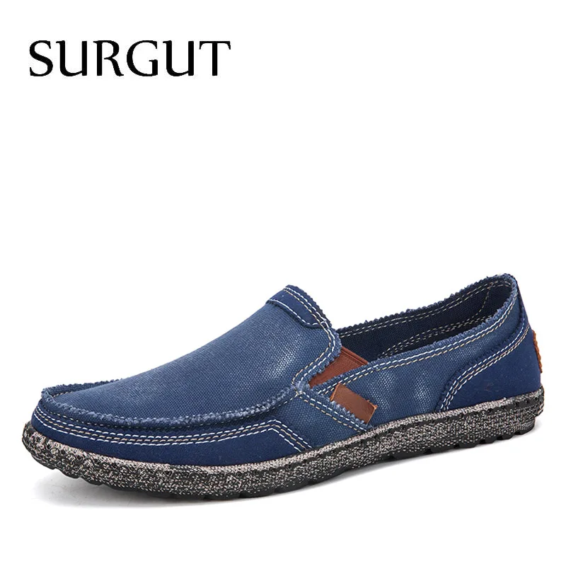 03 Blue SURGUT/Мужская парусиновая обувь; дышащая повседневная обувь для вождения; легкие эспадрильи; мужская обувь на плоской подошве; мягкие лоферы; большие размеры 39-47 - Цвет: 03 Blue