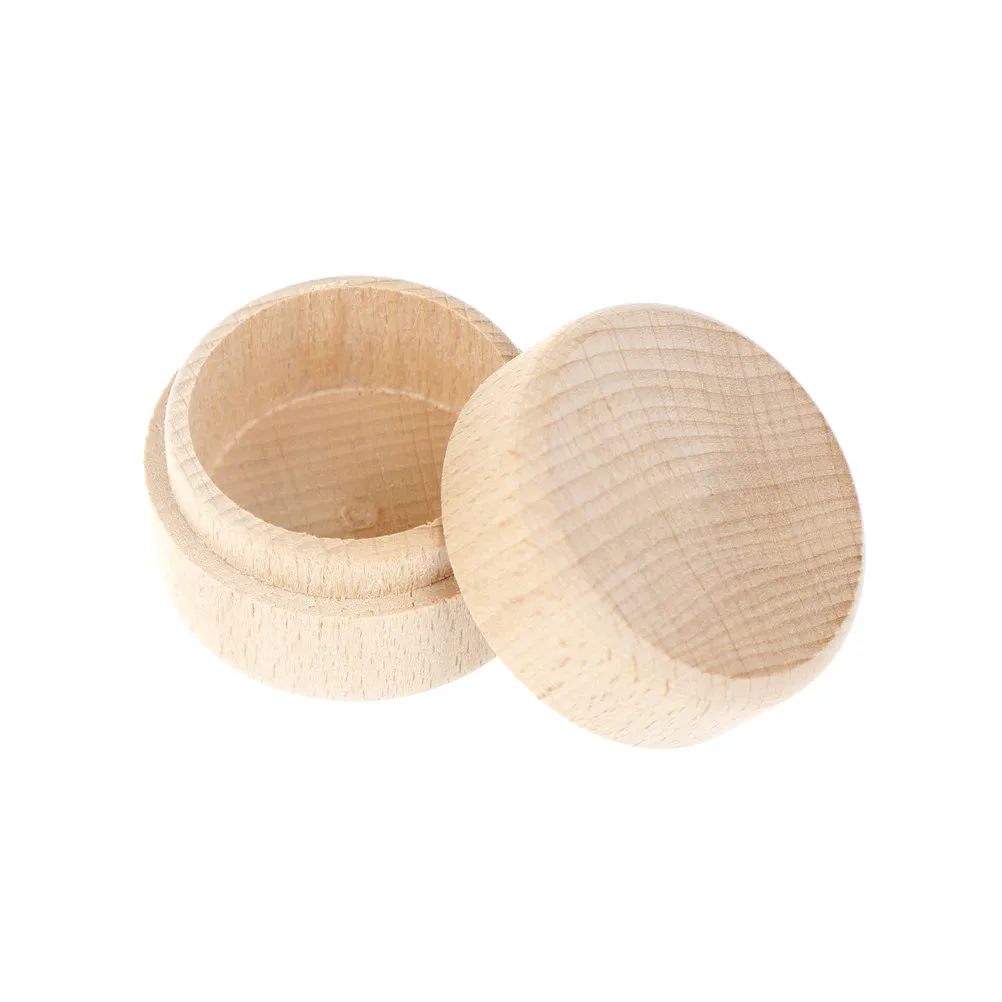 

Wooden Round Storage Boxes Ring Box Vintage Decorative Natural Craft Jewelry Box Case Wedding Accessories