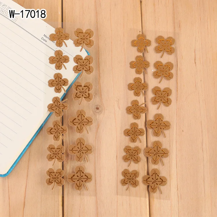 clover 2 set 2 set Decorative Vintage Journal Diary Gold Paper Flower Plant Stickers Scrapbooking Flakes Stationery - Цвет: clover 2 set