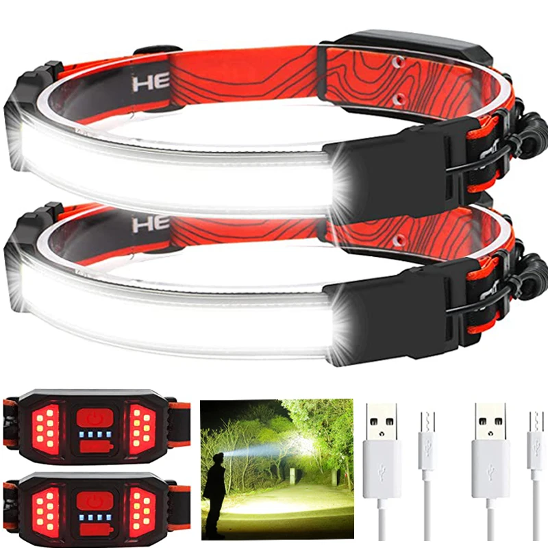 New Trend LED Headlights Outdoor Household Portable LED Headlight with Built-in Battery USB Rechargeable Camping Torch Head Lamp