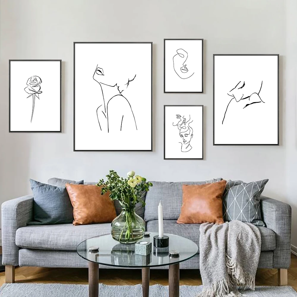 

Nordic Abstract Painting Minimalism Poster Line Woman Painting Sketch Wall Art Painting Painting Modern Home Decoration Painting