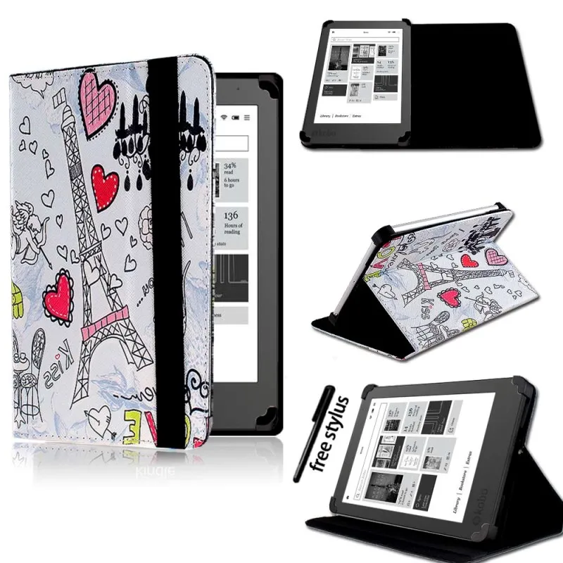 Eiffel Tower KK&LL для 2013 Kobo Aura " /NEW Aura Edition 2 6" eReader планшет-Кожаная подставка для планшета Folio Smart Cover чехол+ стилус - Цвет: Eiffel Tower