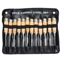 professional 12pcsset manual wood carving hand chisel tool set carpenters woodworking carving chisel diy detailed hand tools